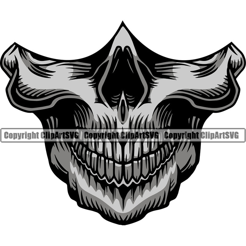 Skull Head Skeleton Face Scary Skull Dead Head Evil Kill Killer Tattoo Satan Devil Vintage Design Element Grey Mask Logo Clipart SVG
