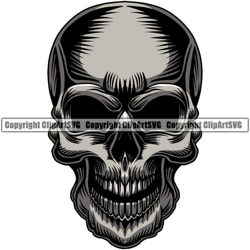 Skull Head Skeleton Face Scary Skull Dead Head Evil Kill Killer No Eye Color Tattoo Satan Devil Vintage Design Element Logo Clipart SVG