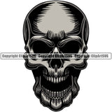 Scary Skull Skeleton Evil Head Horror Tattoo No Eyes Mouth Open Yelling Screaming Color Logo Symbol Clipart SVG