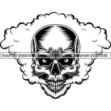 Skull Head Skeleton Face Scary Skull Dead Head Evil Kill Killer Head Smoke Single Tattoo Satan Devil Vintage Design Element Logo Clipart SVG