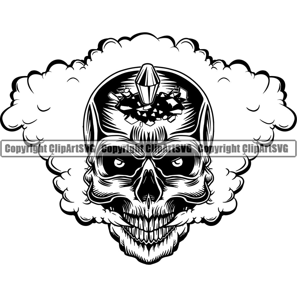 Scary Skull Skeleton Head Evil Horror Tattoo Smoking Have Smoke Coming ...