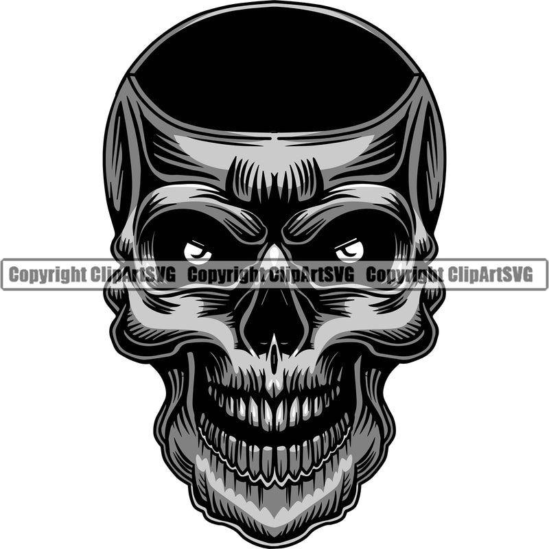 Scary Skull Skeleton Head Evil Horror Hole Eyes Mouth Closed Logo Symbol Color Tattoo Clipart SVG