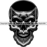 Scary Skull Skeleton Head Evil Horror Hole Eyes Mouth Closed Logo Symbol Color Tattoo Clipart SVG