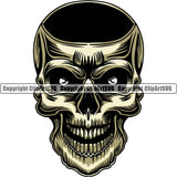 Scary Skull Skeleton Head Evil Horror Hole Eyes Mouth Closed Tattoo Color Logo Symbol Clipart SVG