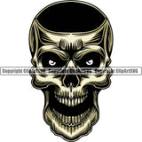 Scary Skull Skeleton Head Evil Horror Tattoo Hole Eyes Mouth Closed Color Logo Symbol Clipart SVG