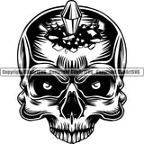 Scary Skull Skeleton Head Evil Horror Tattoo Bullet Eyes Half Head Bullet Hole Exploding Through Forhead Shot In Head Black Logo Symbol Clipart SVG