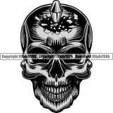Scary Skull Skeleton Head Evil Horror Tattoo Bullet Eyes Mouth Closed Bullet Hole Exploding Through Forhead Shot In Head Color Logo Symbol Clipart SVG