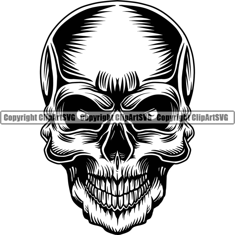 Skull Head Skeleton Face Scary Skull Dead Head Evil Kill Killer Eye Tattoo Satan Devil Vintage Design Element Logo Clipart SVG