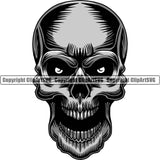 Scary Skull Dead Head Evil Kill Killer Eye Color Silver Tattoo Skeleton Satan Devil Vintage Design Element Logo Clipart SVG
