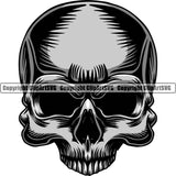 Scary Skull Skeleton Head Evil Horror No Eyes Half Head Color Tattoo Logo Symbol Clipart SVG