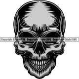 Scary Skull Skeleton Head Evil Horror Tattoo Mouth Closed No Eyes Logo Symbol Color Clipart SVG