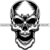Scary Skull Skeleton Head Evil Horror Tattoo No Eyes Mouth Closed Black Logo Symbol Clipart SVG