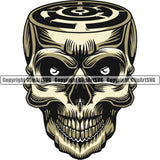 Skull Head Skeleton Face Scary Skull Dead Head Evil Kill Killer Maze Color Tattoo Satan Devil Vintage Design Element Logo Clipart SVG