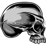 Scary Skull Skeleton Head Evil Horror Side Sideways Profiles Half Head Color Tattoo Logo Symbol Clipart SVG