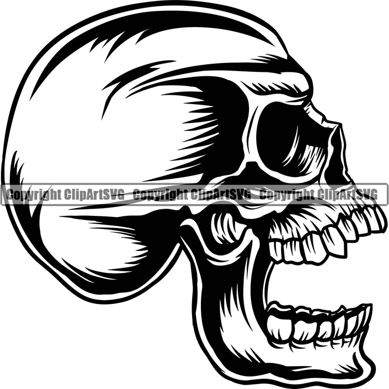 Skull Head Skeleton Face Scary Skull Dead Head Evil Kill Killer Tattoo Devil Vintage Satan Design Element Logo Clipart SVG