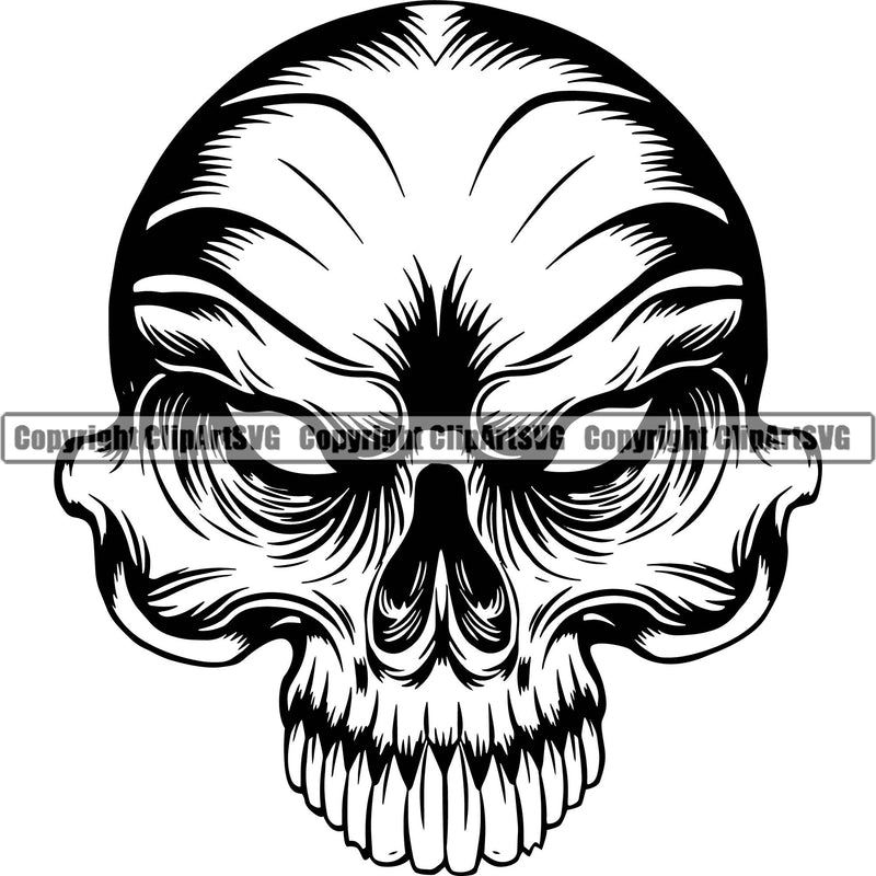 Skull Head Skeleton Face Scary Skull Alien Dead Head Evil Kill Killer Tattoo Satan Devil Vintage Design Element Logo Clipart SVG
