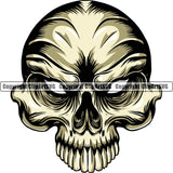 Scary Skull Skeleton Head Evil Horror Tattoo Alian Eyes Half Head Color Logo Symbol Clipart SVG