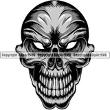 Scary Skull Skeleton Head Evil Horror Alian Eyes Mouth Closed Color Tattoo Logo Symbol Clipart SVG