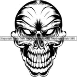 Skull Head Skeleton Face Scary Skull Dead Alien Head Evil Kill Killer Tattoo Satan Devil Vintage Design Element Logo Clipart SVG