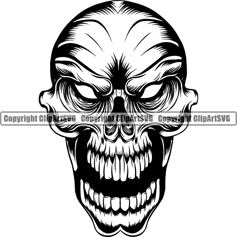 Skull Head Skeleton Face Scary Skull Dead Head Alien Evil Kill Killer Tattoo Satan Devil Vintage Design Element Logo Clipart SVG
