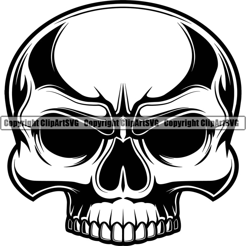 Skull Head Skeleton Face Scary Skull Dead Head Evil Kill Killer Tattoo Satan Devil Vintage Design Element Logo Clipart SVG