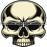 Scary Skull Skeleton Head Evil Horror Tattoo No Eyes Half Head Color Logo Symbol Clipart SVG