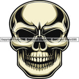 Scary Skull Skeleton Head Evil Horror Tattoo No Eyes Mouth Closed Color Logo Symbol Clipart SVG