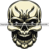 Scary Skull Skeleton Head Evil Horror Tattoo Bullet Eyes Mouth Open Yelling Screaming Color Logo Symbol Clipart SVG