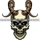 Skull Head Skeleton Face Scary Skull Horns Dead Head Evil Kill Killer Bone Horror Tattoo Satan Devil Vintage Design Element Yellow Logo Clipart SVG Clipart SVG