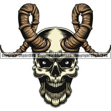 Skull Head Skeleton Face Scary Skull Horns Dead Head Evil Kill Killer Tattoo Bone Horror Satan Devil Vintage Design Element Yellow Logo Clipart SVG Clipart SVG