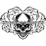 Skull Head Skeleton Face Scary Skull Dead Head Evil Kill Killer Head Single Smoke Tattoo Satan Devil Vintage Design Element Logo Clipart SVG