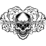 Skull Head Skeleton Face Scary Skull Dead Head Evil Kill Head Killer Smoke Single Tattoo Satan Devil Vintage Design Element Logo Clipart SVG
