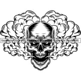 Skull Head Skeleton Face Scary Skull Dead Head Evil Kill Killer Smoke Head Single Tattoo Satan Devil Vintage Design Element Logo Clipart SVG
