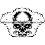 Skull Head Skeleton Face Scary Skull Dead Head Evil Kill Killer Head Smoke Single Tattoo Satan Devil Vintage Design Element Logo Clipart SVG