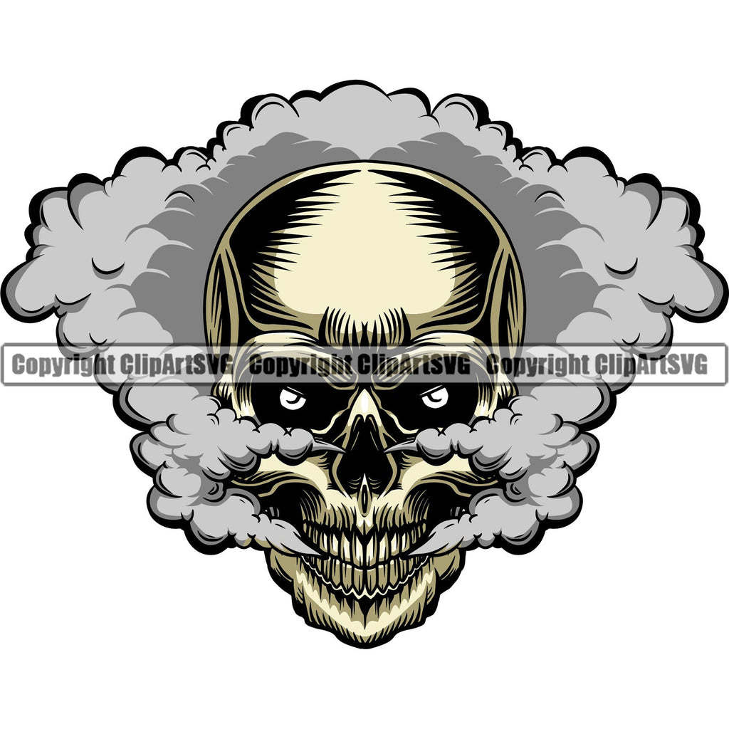 Scary Skull Skeleton Head Evil Horror Tattoo Smoking Have Smoke Coming ...