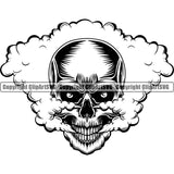 Skull Head Skeleton Face Scary Skull Dead Head Kill Killer Head Smoke Single Evil Tattoo Satan Devil Vintage Design Element Logo Clipart SVG