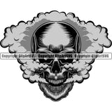 Scary Skull Skeleton Head Evil Horror Tattoo Smoking Mouth Open Yelling Screaming Have Smoke Coming Out Nose And Mouth Color Logo Symbol Clipart SVG