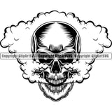 Skull Head Skeleton Face Scary Skull Evil Kill Killer Dead Head Smoke Single Tattoo Satan Devil Vintage Design Element Logo Clipart SVG
