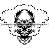 Skull Head Skeleton Face Scary Skull Evil Kill Killer Head Smoke Single Dead Tattoo Satan Devil Vintage Design Element Logo Clipart SVG