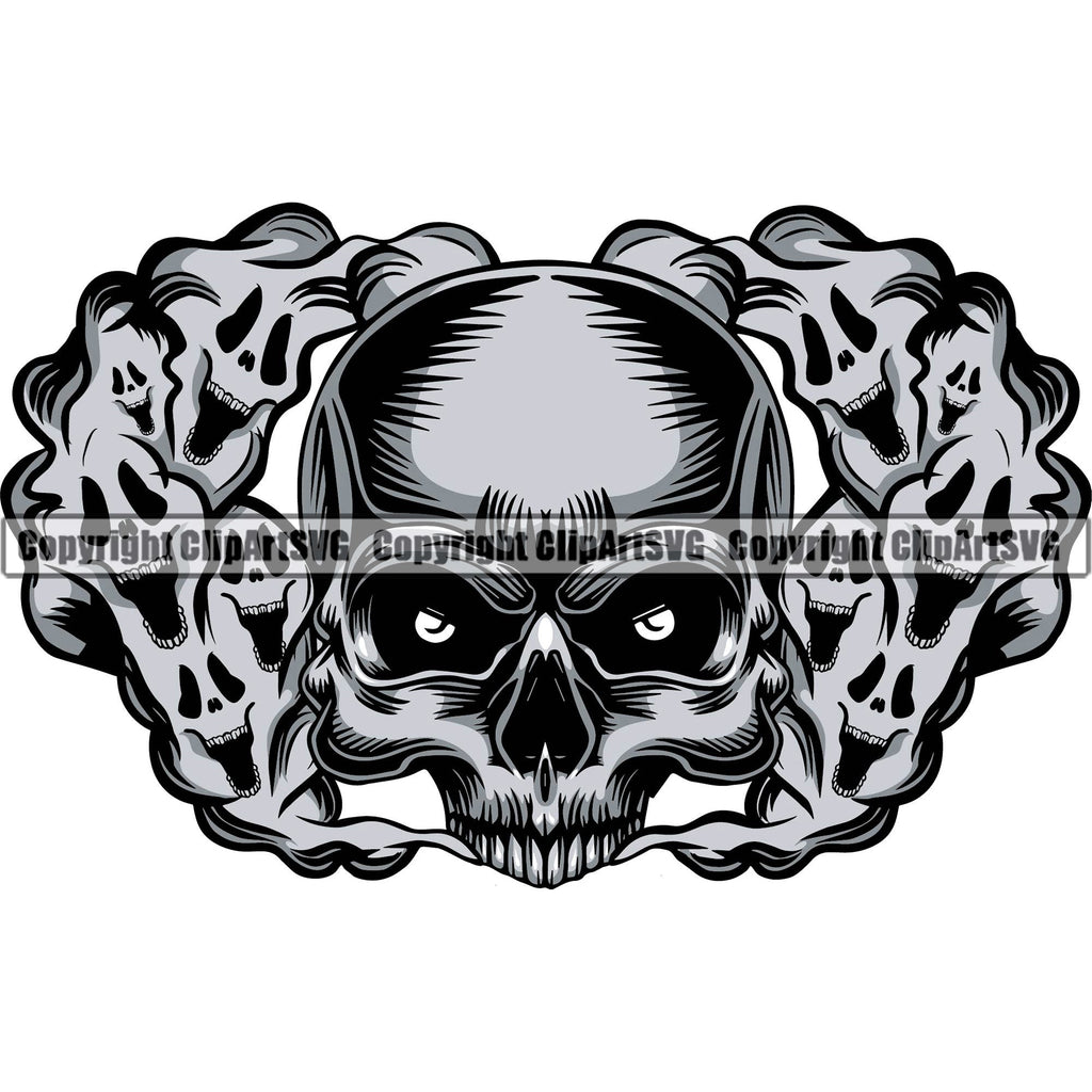 Scary Skull Skeleton Head Evil Horror Tattoo Smoking Half Head Have ...