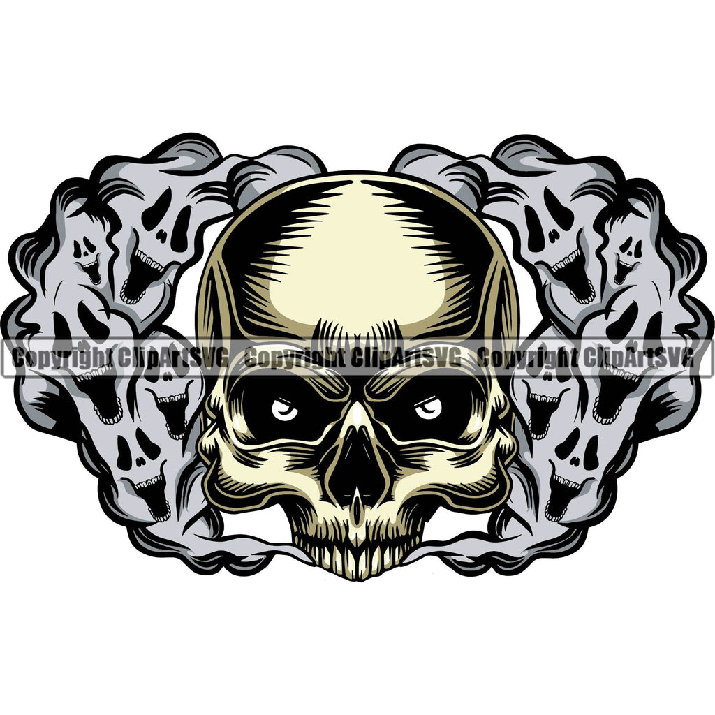 Scary Skull Skeleton Evil Horror Head Tattoo Smoking Half Head Have ...