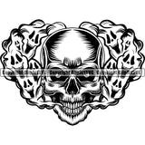Scary Skull Skeleton Head Evil Horror Tattoo Smoking Mouth Closed Have Ghost Smoke Coming Out Nose And Mouth Black Logo Symbol Clipart SVG