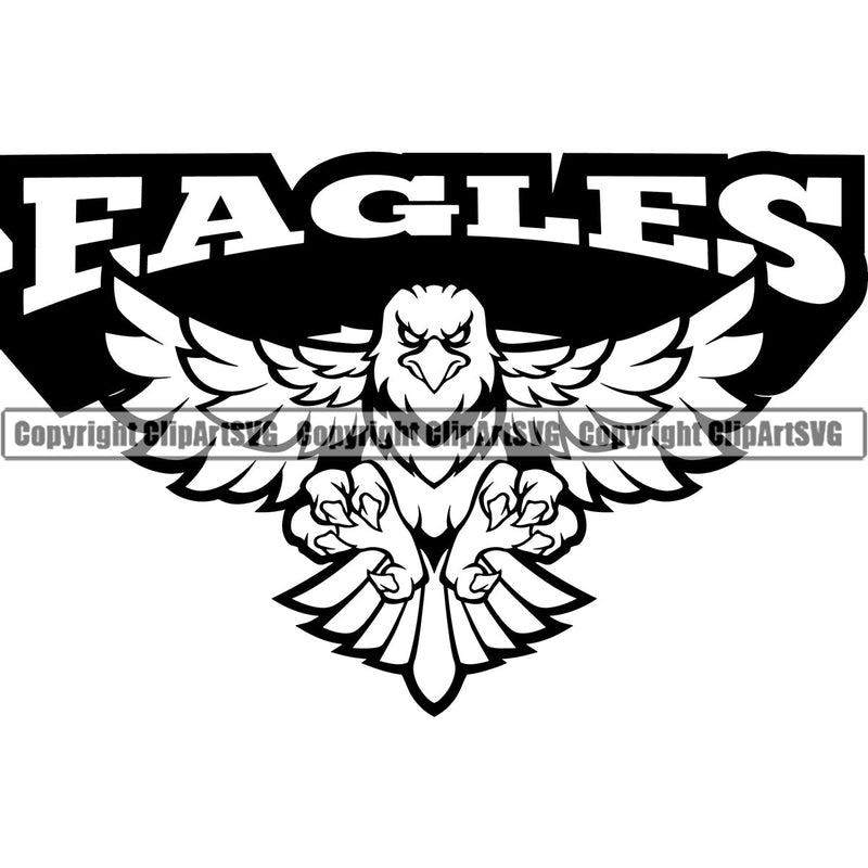 Eagle Eagles Ameircan Bald USA America Bird Animal Wings Flying Freedom Wildlife Sports School Team Animal Mascot Game Fantasy eSport Emblem Badge Logo Symbol Tattoo Combo Black Logo Symbol Clipart SVG