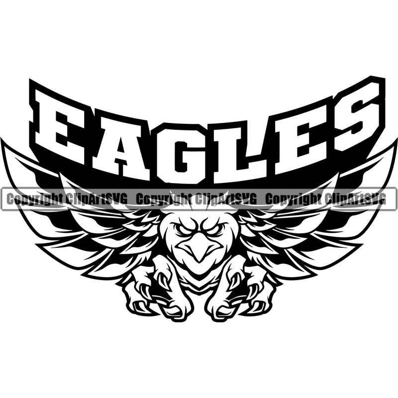 Eagle Eagles Ameircan Bald USA America Bird Animal Wings Flying Freedom Wildlife Sports Mascot School Team Game Fantasy eSport Animal Emblem Badge Logo Symbol Tattoo Combo Black Logo Symbol Clipart SVG