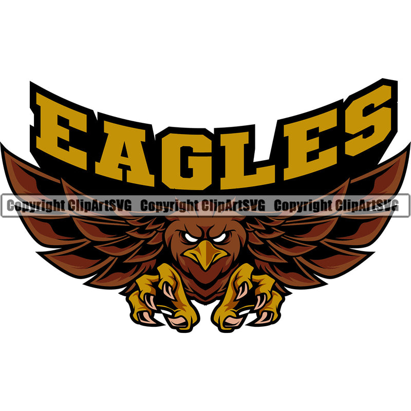 Eagle Eagles Ameircan Bald USA America Bird Animal Wings Flying Freedom Wildlife Sports School Team Mascot Game Fantasy eSport Animal Emblem Badge Logo Symbol Tattoo Color Logo Symbol Combo Clipart SVG