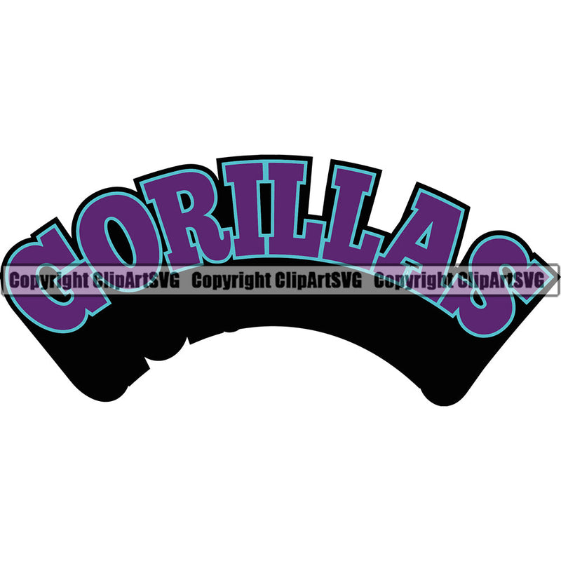 Gorilla Gorillas Mascot Wild Ape Monkey Primate Jungle Sports Team Game Fantasy Mascots eSport Animal Emblem Badge Color Logo Symbol Text Word Typography Lettering Clipart SVG