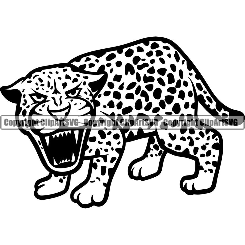 Jaguar Jaguars Wild Big Cat Wildlife Predator Beast Cheetah Leopard Jungle Nature Zoo Mascot Sports School Team Game Fantasy eSport Animal Emblem Badge Logo Symbol Tattoo Black Logo Symbol Clipart SVG