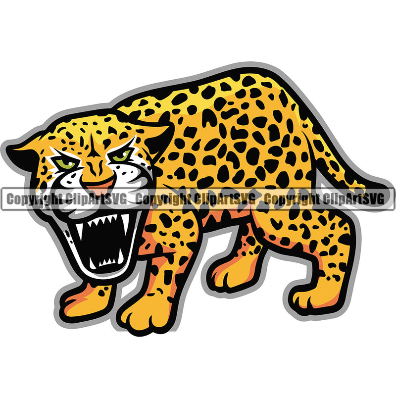 Jaguar Jaguars Wild Big Cat Wildlife Predator Beast Cheetah Leopard Jungle Nature Zoo Sports School Team Game Fantasy eSport Animal Mascot Emblem Badge Logo Symbol Tattoo Color Logo Symbol Clipart SVG