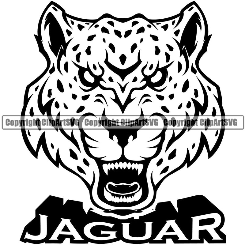 Jaguar Jaguars Wild Big Cat Wildlife Predator Beast Cheetah Leopard Jungle Nature Zoo Sports School Team Mascot Game Fantasy eSport Animal Emblem Badge Logo Symbol Tattoo Text Word Typography Lettering Color Logo Symbol Clipart SVG