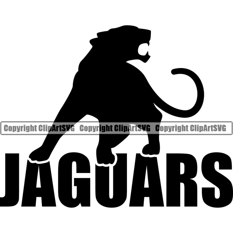 Jaguar Jaguars Wild Big Cat Wildlife Predator Beast Cheetah Leopard Jungle Nature Zoo Sports School Team Mascot Game Fantasy eSport Animal Emblem Badge Logo Symbol Tattoo Text Word Typography Lettering Black Silhouette Logo Symbol Clipart SVG